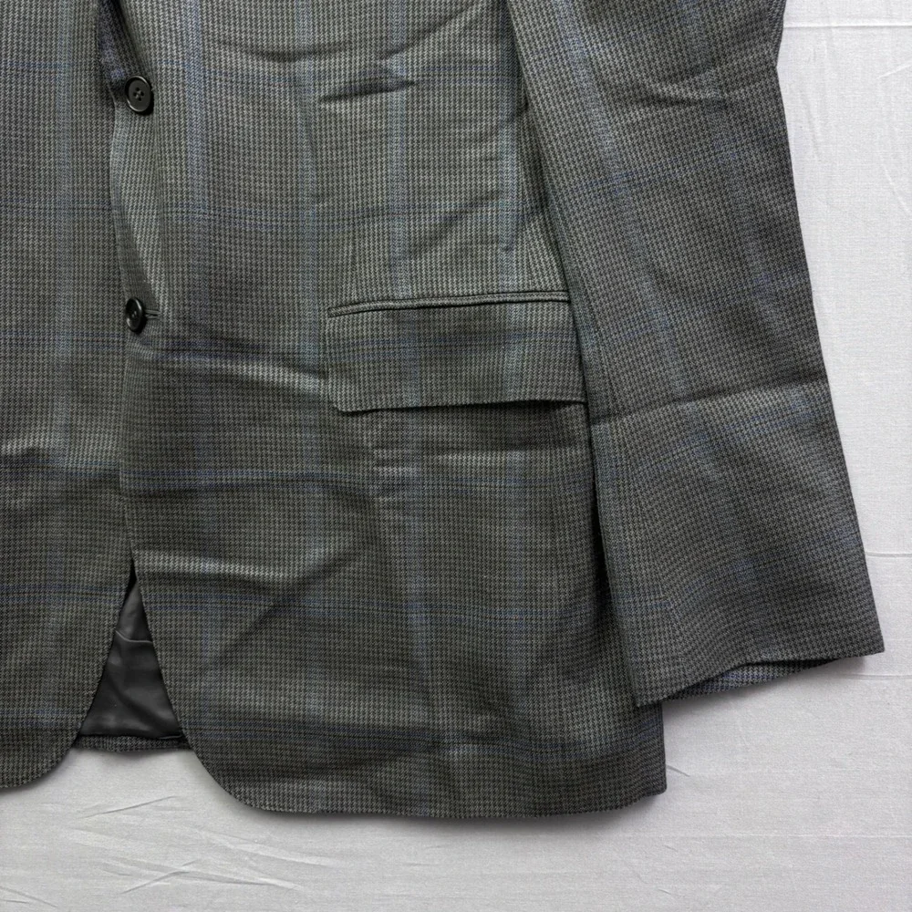 Canali Mens Grey Blue Glen Plaid Two Button Blazer Made in Italy US Size 40